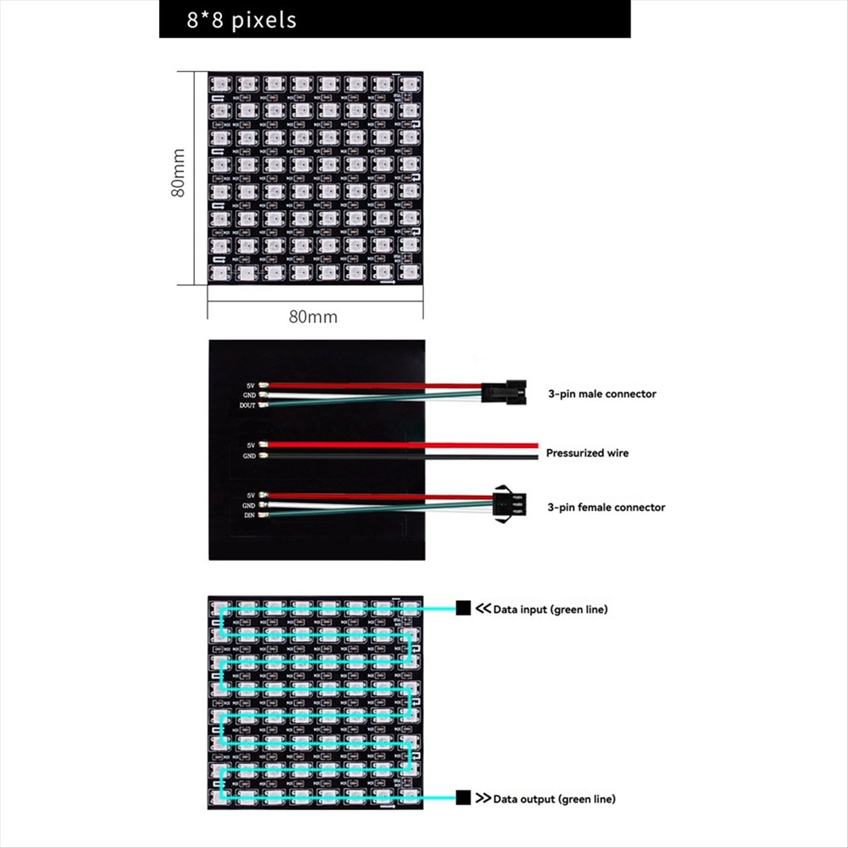 A36R WS2812B Layar Dot Matrix  - Rgb Led Matrix 8X8 ulasan dan harga